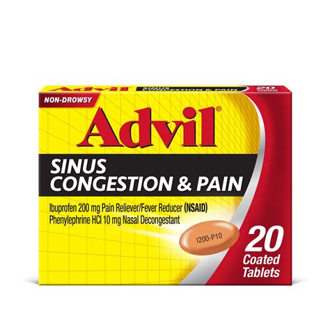 Advil Sinus Congestion And Pain Sinus Medicine Pain Reliever And