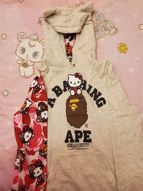 Hello Kitty X Bape Crossover Long Hoodie With Cat Ears On Hood 女裝 女裝