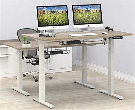 Foxemart 55 computer desk modern office table, sturdy 55 inch pc laptop writing gaming study desk for home office workstation, white and black item no. SHW 55-Inch Large Electric Height Adjustable Computer Desk ...