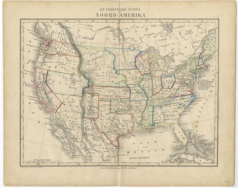 Antique Map Of The United States By Petri C1873
