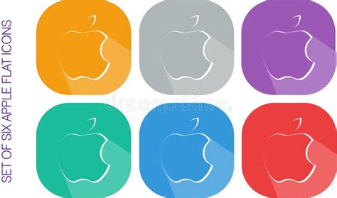 Set Of Six Flat Design Apple Logo Icons Vectors Editorial Photo