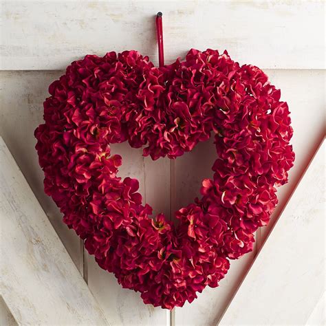 Red Faux Hydrangea Heart 16 Wreath Valentine Wreath Diy Valentines Day Wreath Valentine Day