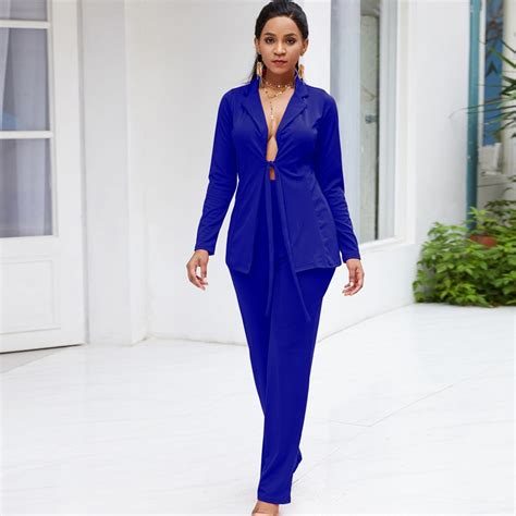 2018 Autumn Sexy 2 Piece Clothing Pant Suits Formal Ladies Office Women