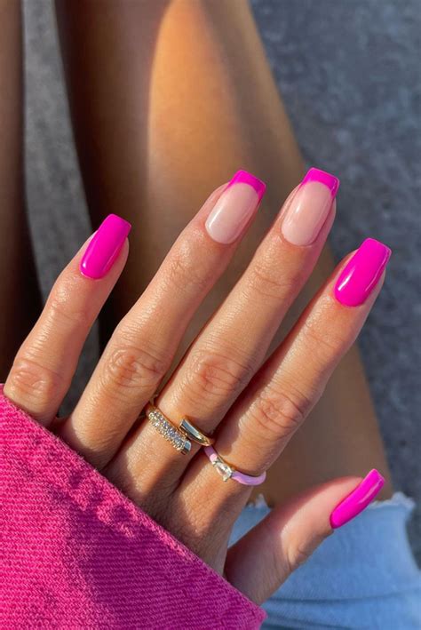25 Hot Pink Vibrant Nails For Modern Women Hot Pink French Tips
