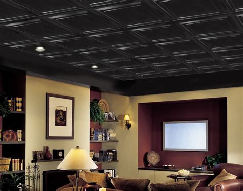 Free drop ceiling tiles 2x2. Shallow Coffer Black Easy Elegance Coffered Black 2' x 2 ...