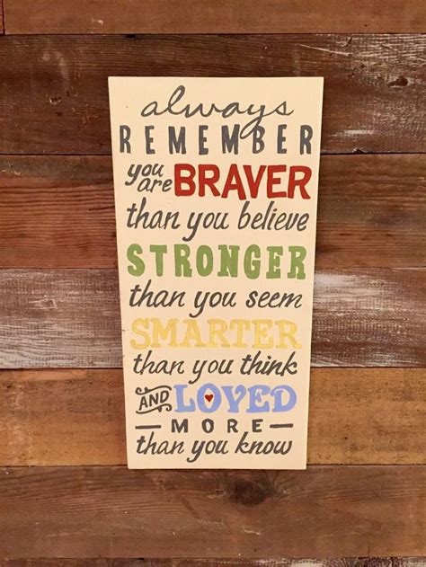 We asked for your favorite, most quotable winnie the pooh quotes and you answered! Always Remember You Are Braver, Always Remember Sign, Christopher Robin Sign, Winnie The Pooh ...
