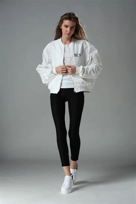 Buy Women 2017 New Fashion Casual White Bomber Jacket