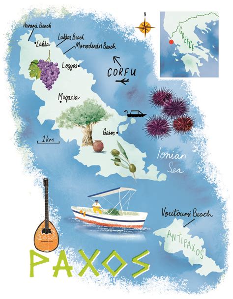 Paxos Map By Scott Jessop April 2016 Issue Paesaggi Luoghi Corfu