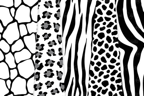 Black Animal Print Vector Patterns Black And White Safari Seamless