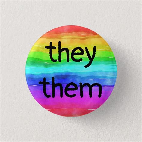they/them pronouns on a rainbow Button, Adult Unisex, Size: Small,1 ¼ Inch, Crimson / Blue ...