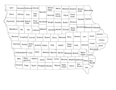 File:Blank Iowa county map with county names.svg | Iowa county map, County map, Iowa