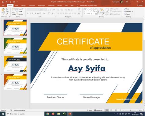 Download template sertifikat & piagam word kosong gratis. Template Sertifikat Format PowerPoint A.2 | Anakdeso.com
