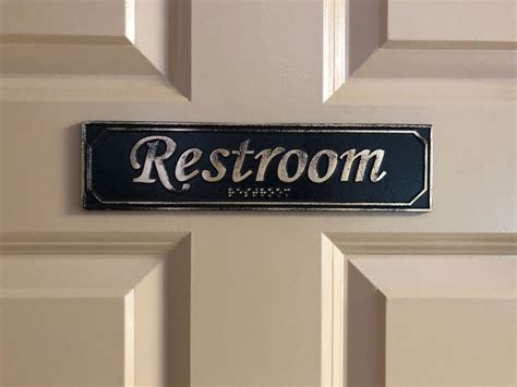 Brass Antiqued Restroom Door Sign With Braille Custom