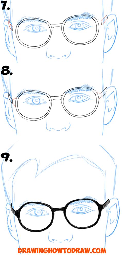 How To Draw Glasses On A Persons Face From All Angles Side Profile