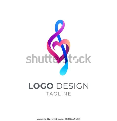 Love Music Logo Music Note And Heart Shape With 3d Logo Concept In