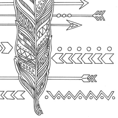 Feather And Arrows Adult Coloring Page Etsy