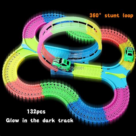 132pcs With Light Up Race Vehicle 360 Stunt Loop Action Glow In The