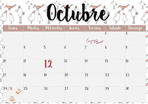 Calendario Octubre Decoración