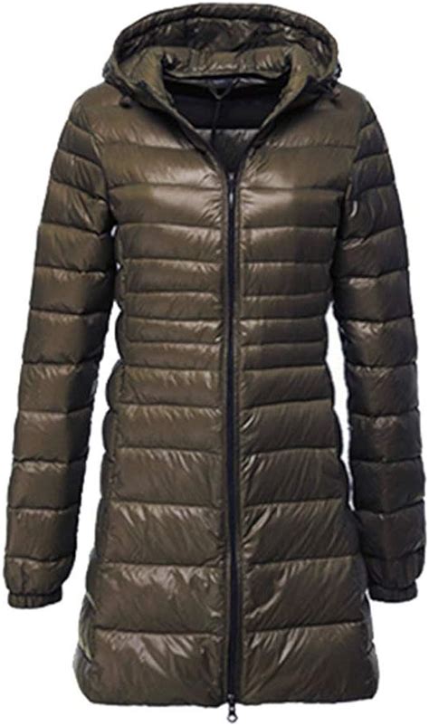 Women Winter Down Coat Mid Thigh Long Slim Parkas Windproof Hooded Plus