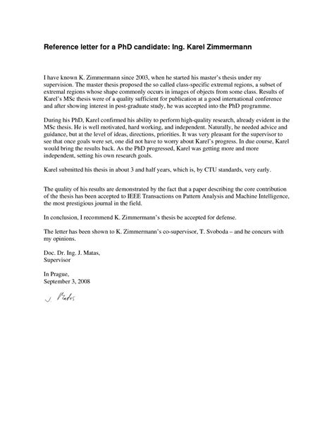 Sample Recommendation Letter For Graduate Student From Professor