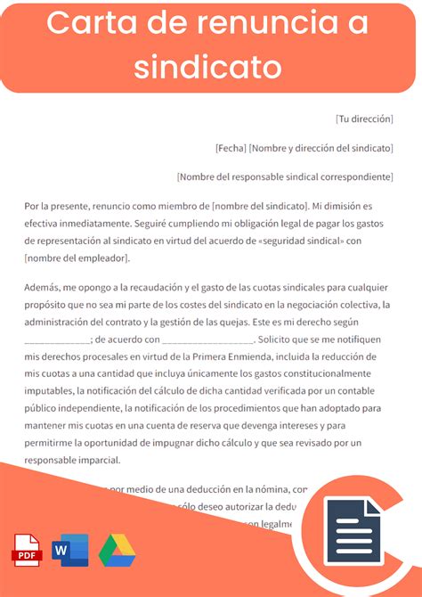 Carta De Renuncia A Un Sindicato Rellena Online Word Pdf