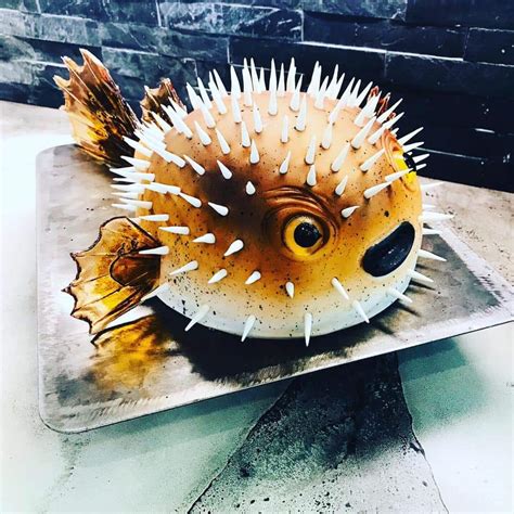 First Time Posting In Here All Edible Puffer Fish Cake Blown Sugar