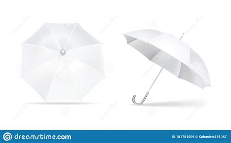 umbrella white mockup brand parasol   polished handle  sun rain stock vector