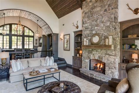 Rustic Living Room With Stone Fireplace Hgtv