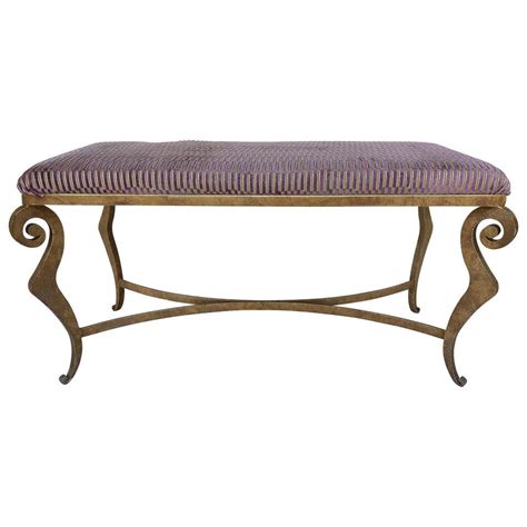 Hollywood Regency Style Upholstered Cut Steel Bench For Sale At 1stdibs