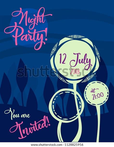 Party Invitation Template Night Party Stock Vector Royalty Free