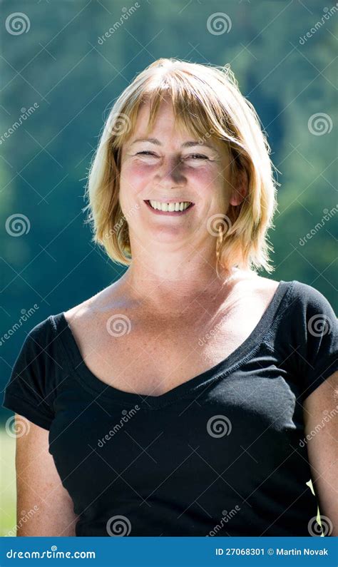 Smiling Mature Woman Outdoor Portrait Stock Image Image Of Female Human 27068301