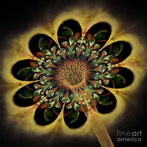 Dark Yellow Fractal Flower Digital Artwork Digital Art By Fernando