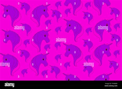 Unicorn Seamless Pattern Purple Unicorns Motif On Pink Background