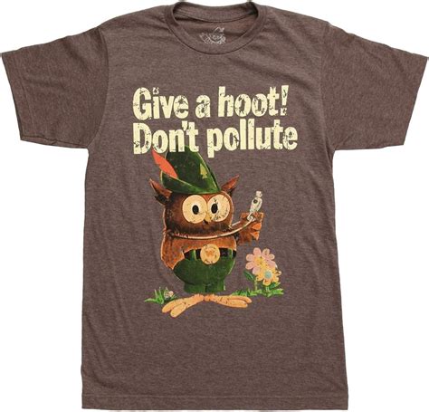 Woodsy Owl Give A Hoot Dont Pollute Adult T Shirt Brown
