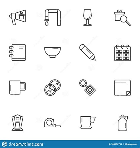 Promotional Products Line Icons Set Stock Vector Illustration Of T