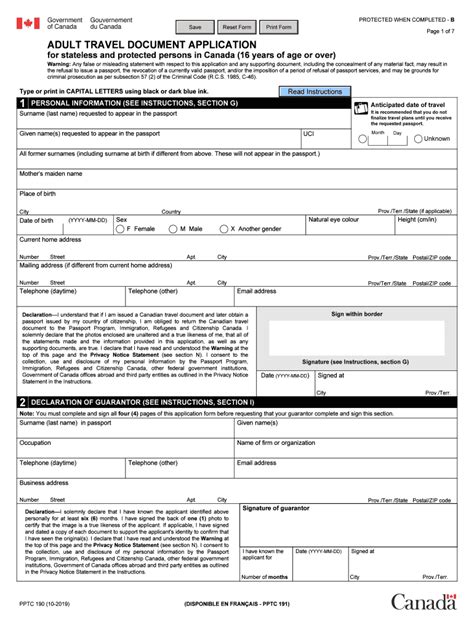 2019 Form Canada Pptc 190 Fill Online Printable Fillable Blank