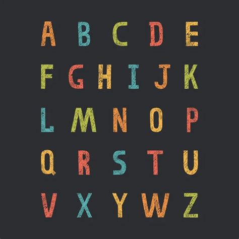Colored Letters English Alphabet Textile Texture Vector Set Bright