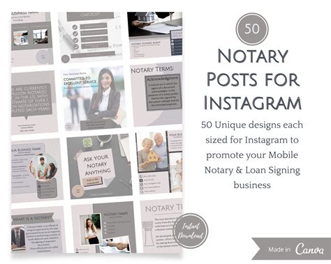 50 Notary Instagram Templates| Social Media Templates | Canva Templates