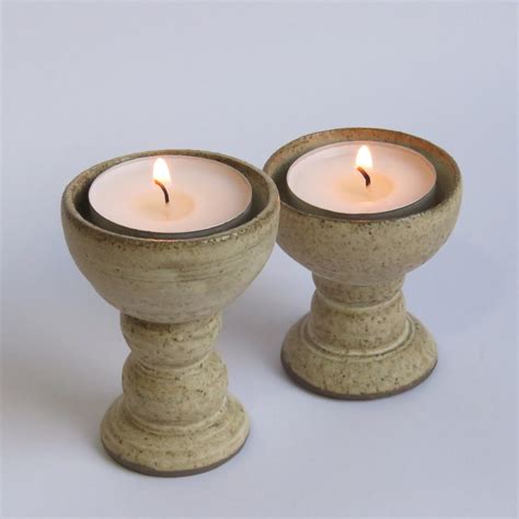 Set Of 2 Ceramic Candle Holders Stoneware Candle Holder Etsy