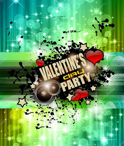 Valentines Day Party Invitation Flyer Background — Stock Vector