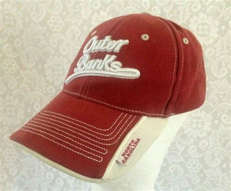 Outer Banks North Carolina Red Embroidered Trucker Ball Cap Hat