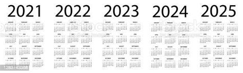 Takvim 2021 2022 2023 2024 2025 Symple Düzen İllüstrasyon Hafta Pazar
