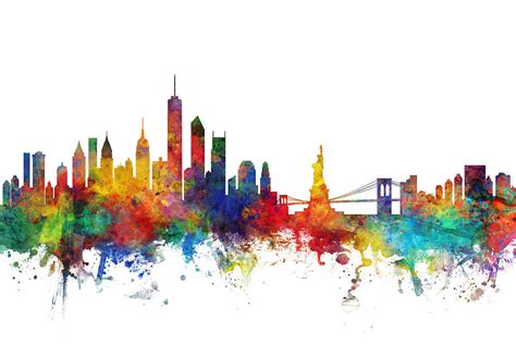 New York Skyline Digital Art By Michael Tompsett Pixels