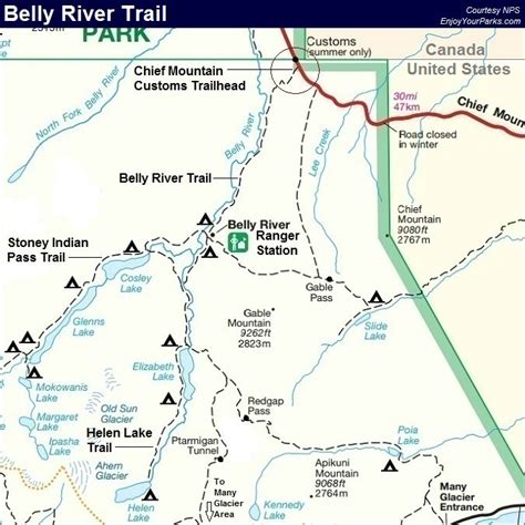 Belly River Trail Map Glacier National Park Map Glacier National Park