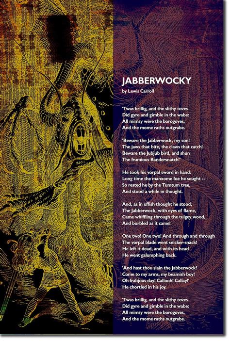 The Jabberwocky Poem By Lewis Carroll Art Print Poster Etsy Uk