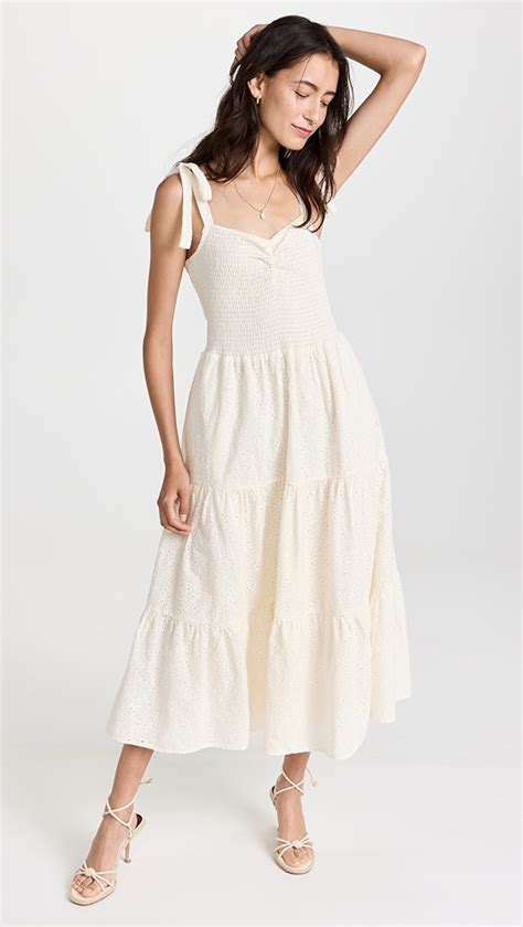 Madewell Tie Strap Tiered Lucie Midi Dress In Lighthouse White Mod
