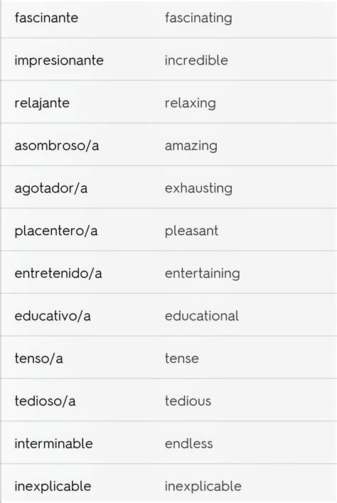 Adjetivos En Ingles Y Espanol