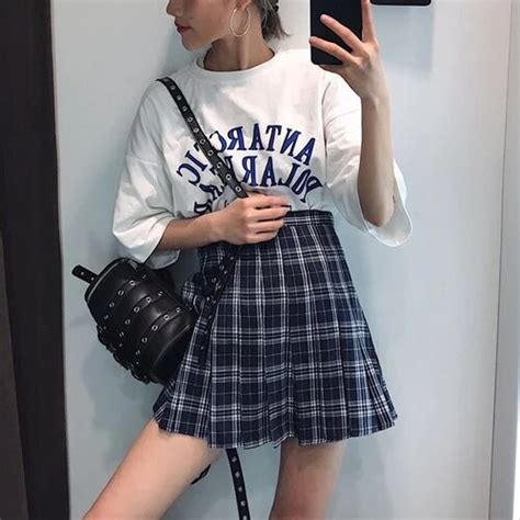 Summer Korean Ulzzang Pleated Mini Skirt Female Japanese Vintage Plaid Casual Skirts Girls High