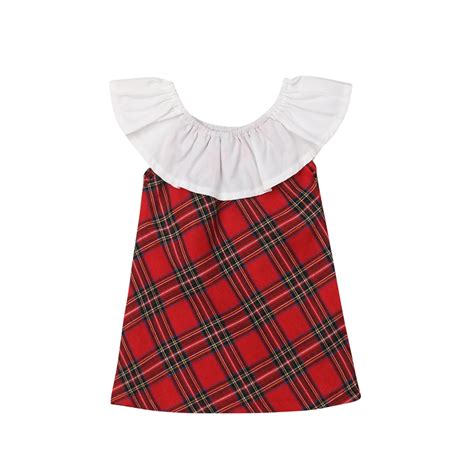 Little Girls Plaids Ruffle Neck Dress Toddler Kids Baby Girl Sleeveless