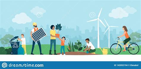 People And Sustainable Eco-friendly Lifestyle Stock Vector ...